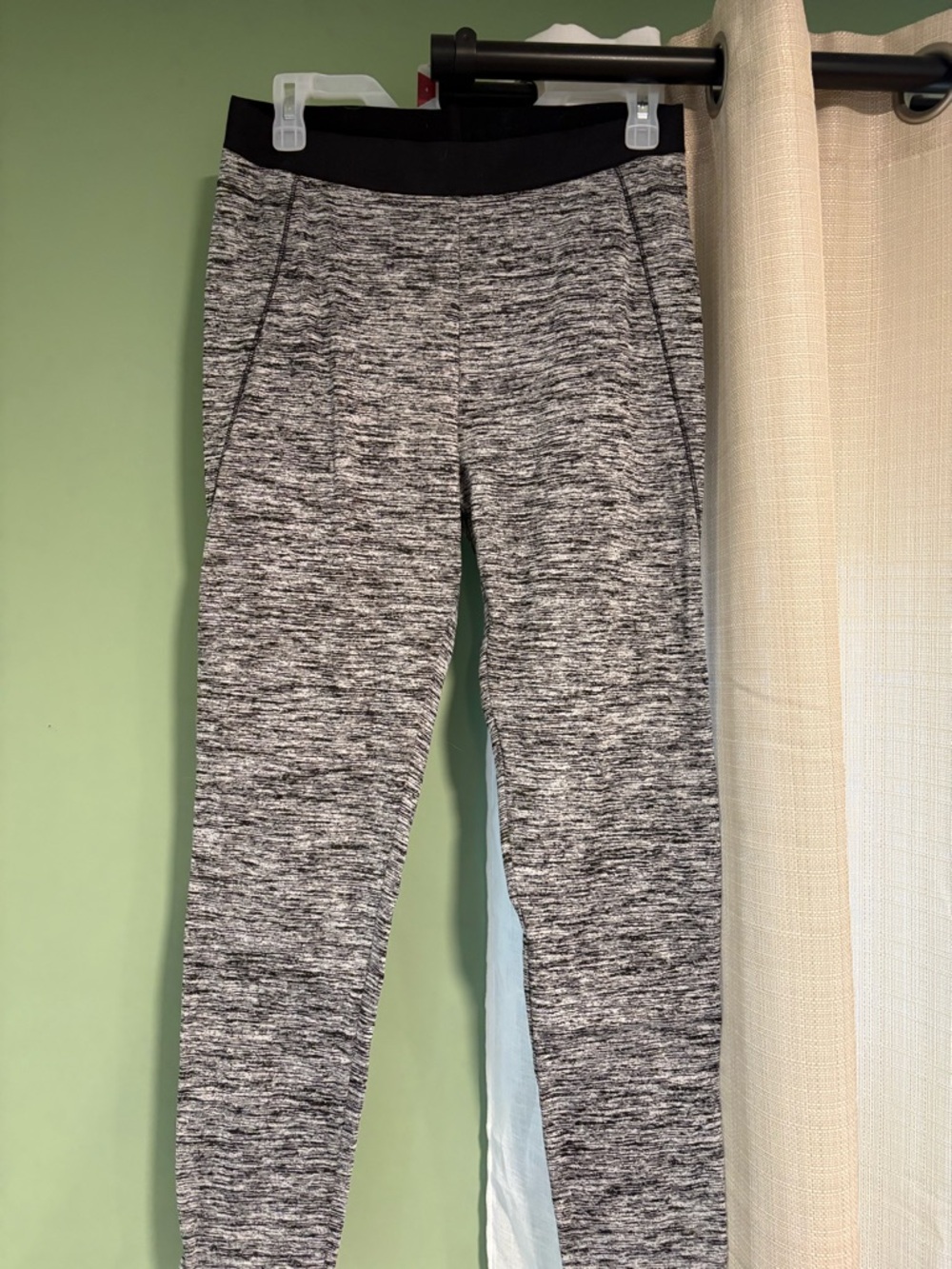 Gray Leggings with Black Waistband